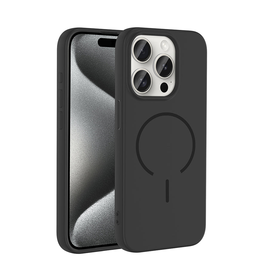 iPhone 15 Pro Kılıf M-safe Şarj Özellikli Zore Meta Kılıf - Siyah