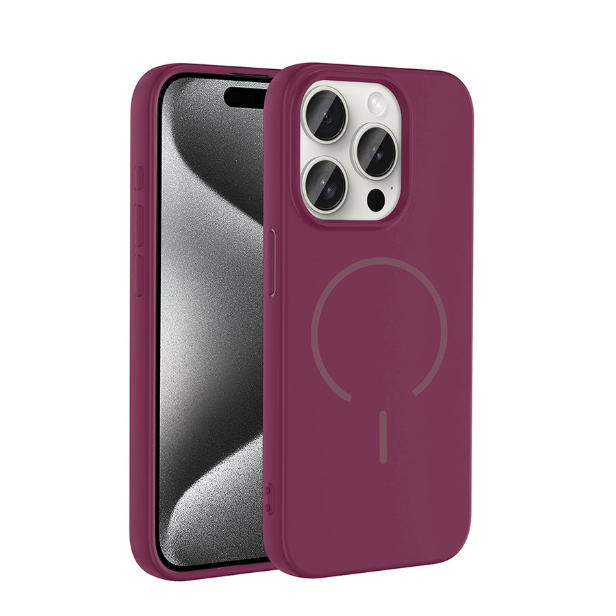 iPhone 15 Pro Kılıf M-safe Şarj Özellikli Zore Meta Kılıf - Mürdüm