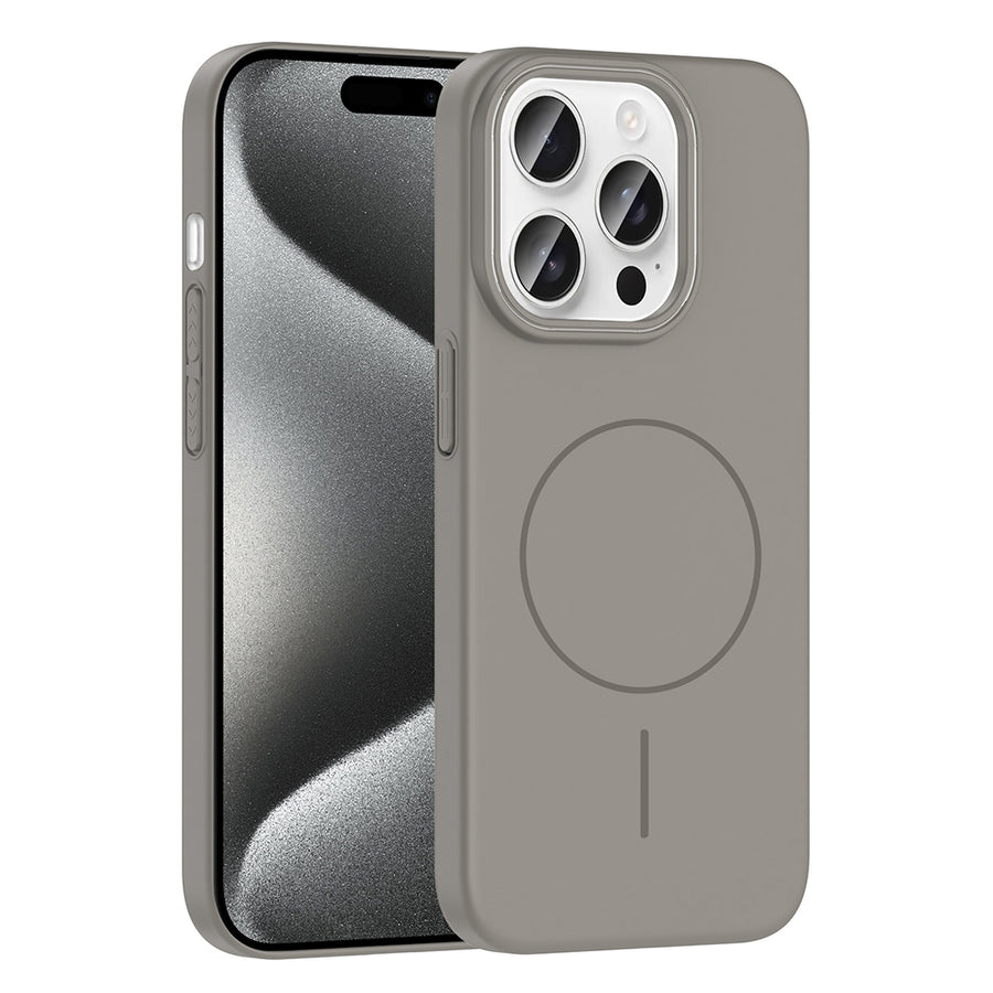 iPhone 15 Pro Kılıf M-safe Şarj Özellikli Zore Ruby Sert Kılıf - Gri