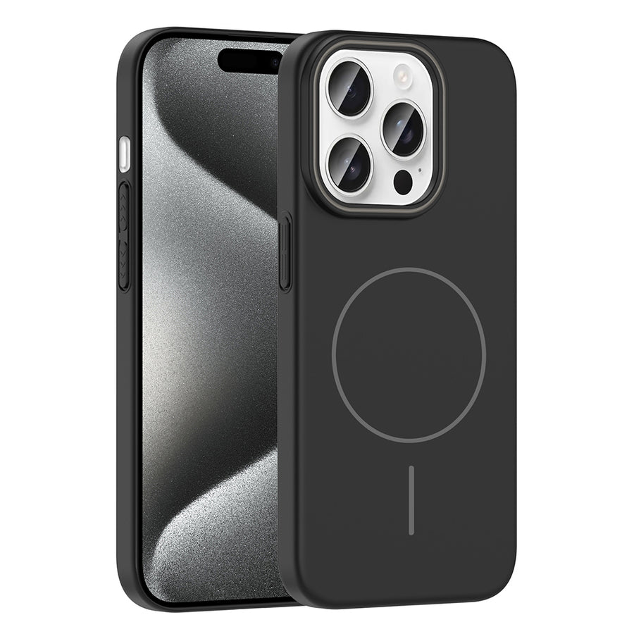 iPhone 15 Pro Kılıf M-safe Şarj Özellikli Zore Ruby Sert Kılıf - Siyah