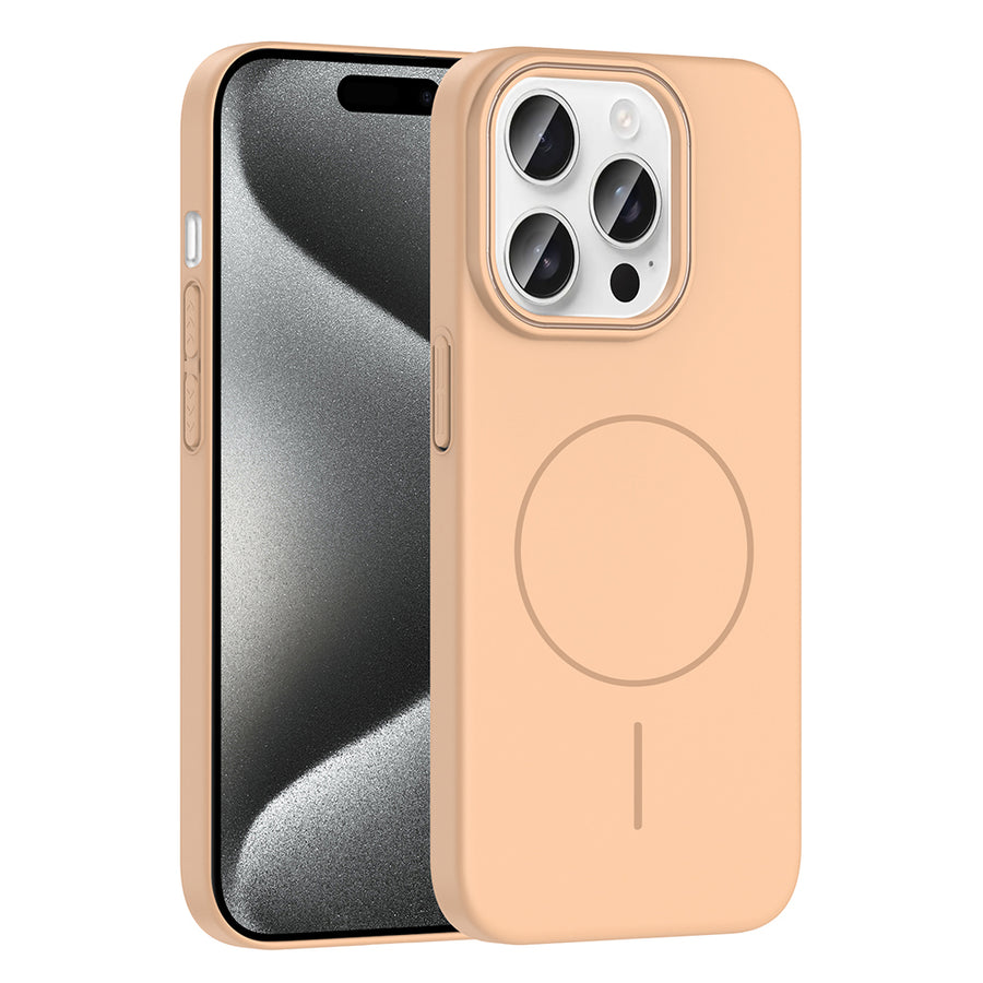 iPhone 15 Pro Kılıf M-safe Şarj Özellikli Zore Ruby Sert Kılıf - Desert Titanyum