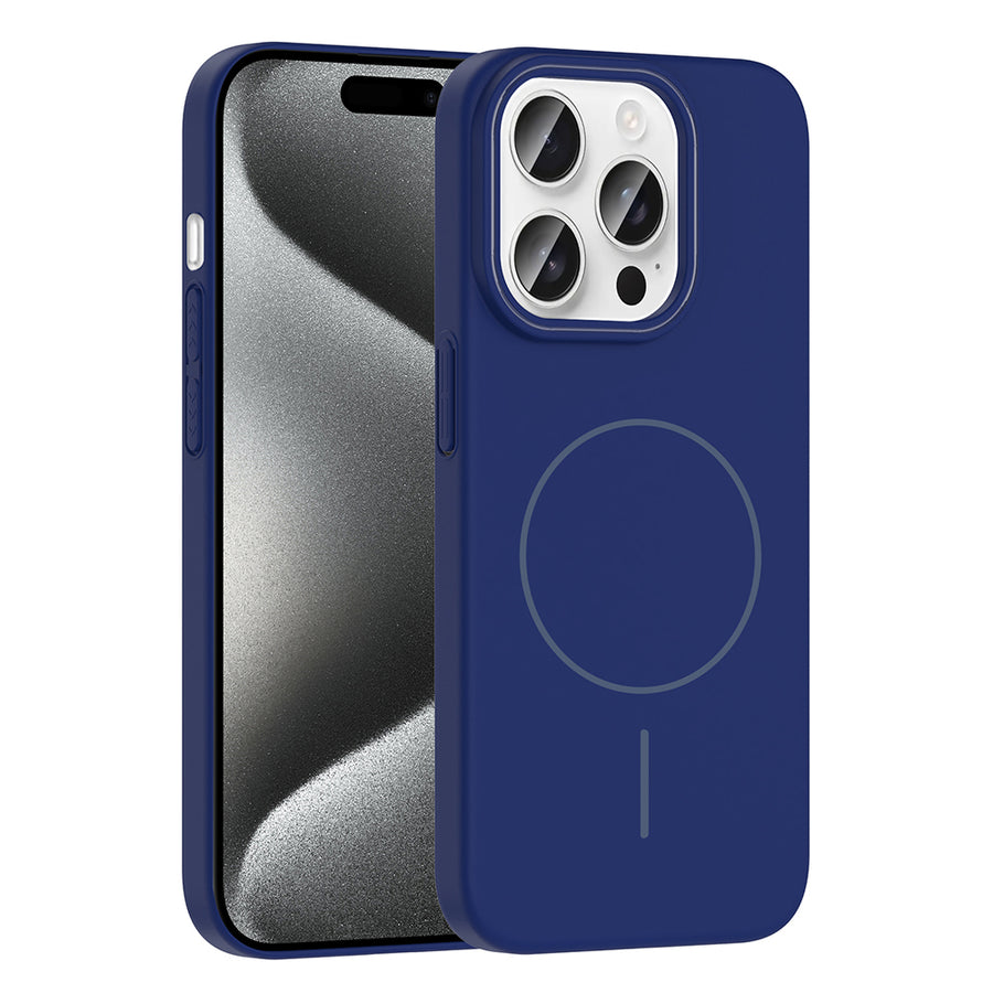 iPhone 15 Pro Kılıf M-safe Şarj Özellikli Zore Ruby Sert Kılıf - Lacivert