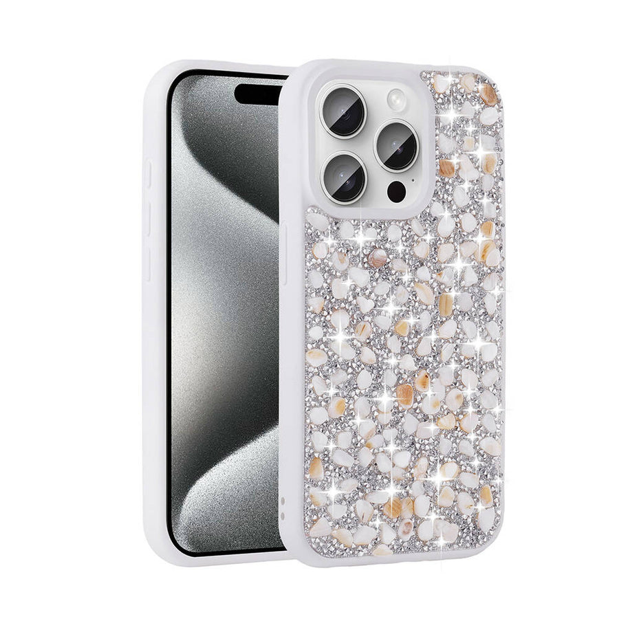 iPhone 15 Pro Kılıf Parlak Taşlı Tasarım Zore Linea Kılıf - Beyaz