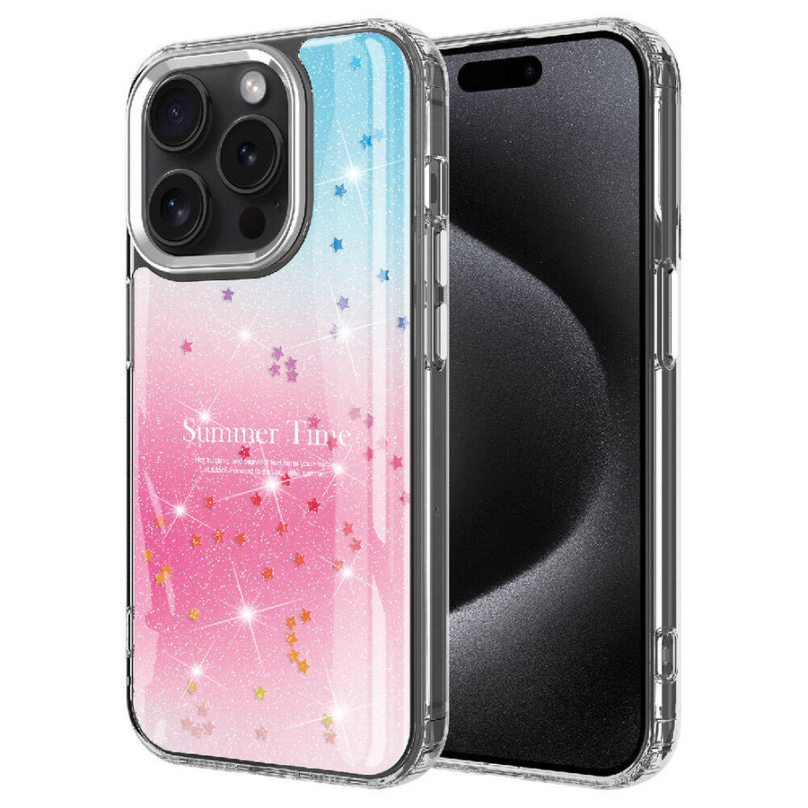 iPhone 15 Pro Kılıf Simli Desenli Parlak Zore Task Kılıf - Pembe