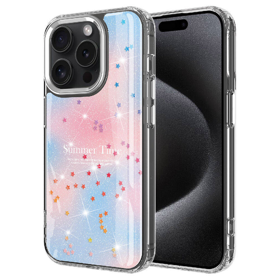 iPhone 15 Pro Kılıf Simli Desenli Parlak Zore Task Kılıf - Mavi