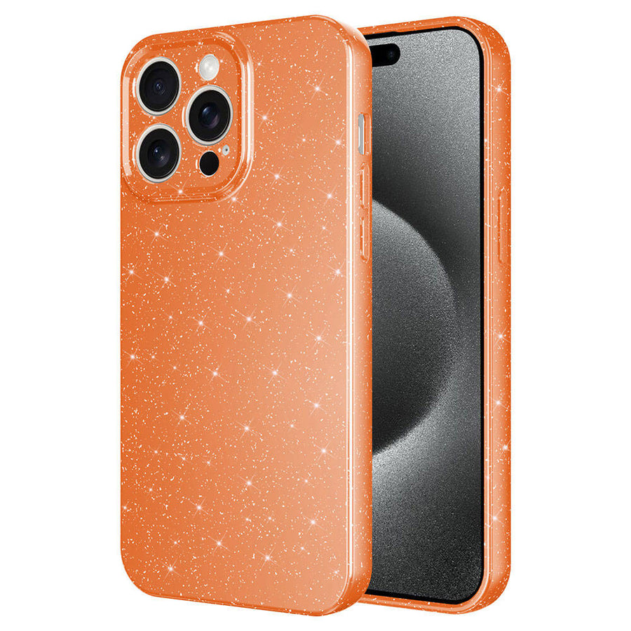iPhone 15 Pro Max Kılıf Kamera Korumalı Simli Lüks Zore Koton Kılıf - Turuncu