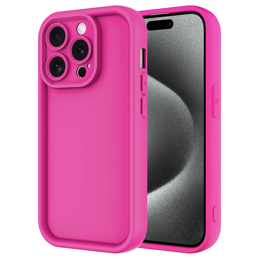 iPhone 15 Pro Max Kılıf Kamera Korumalı Zore Ananas Kılıf - Pembe Koyu