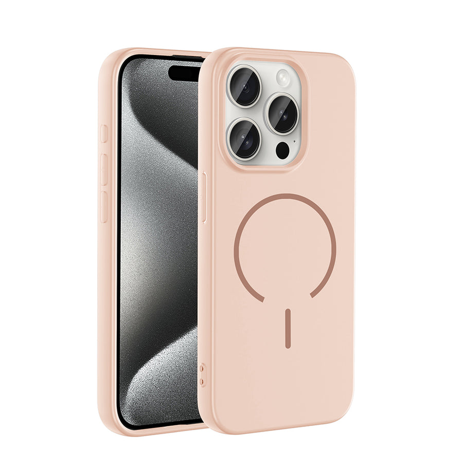 iPhone 15 Pro Max Kılıf M-safe Şarj Özellikli Zore Meta Kılıf - Rose Pembe
