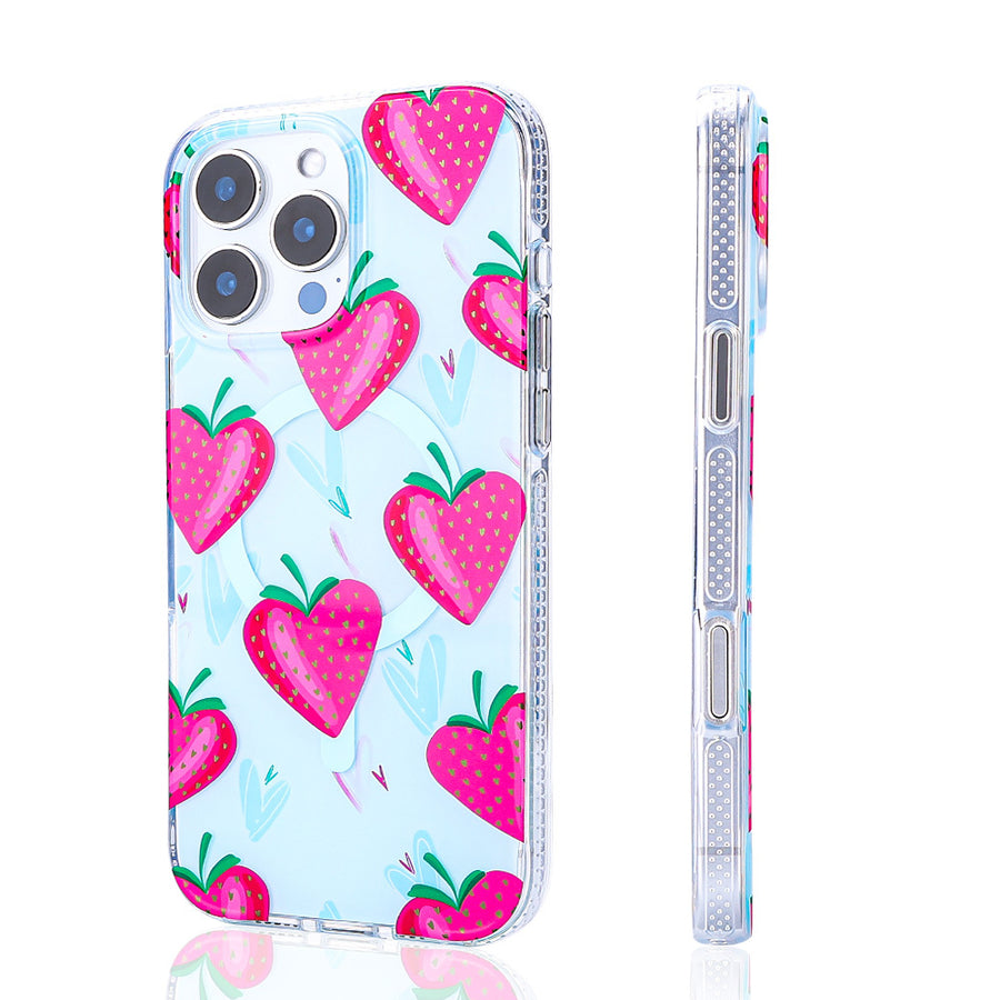 iPhone 15 Pro Max Kılıf M-safe Şarj Özellikli Zore Stilo Kılıf - Pembe-Mavi