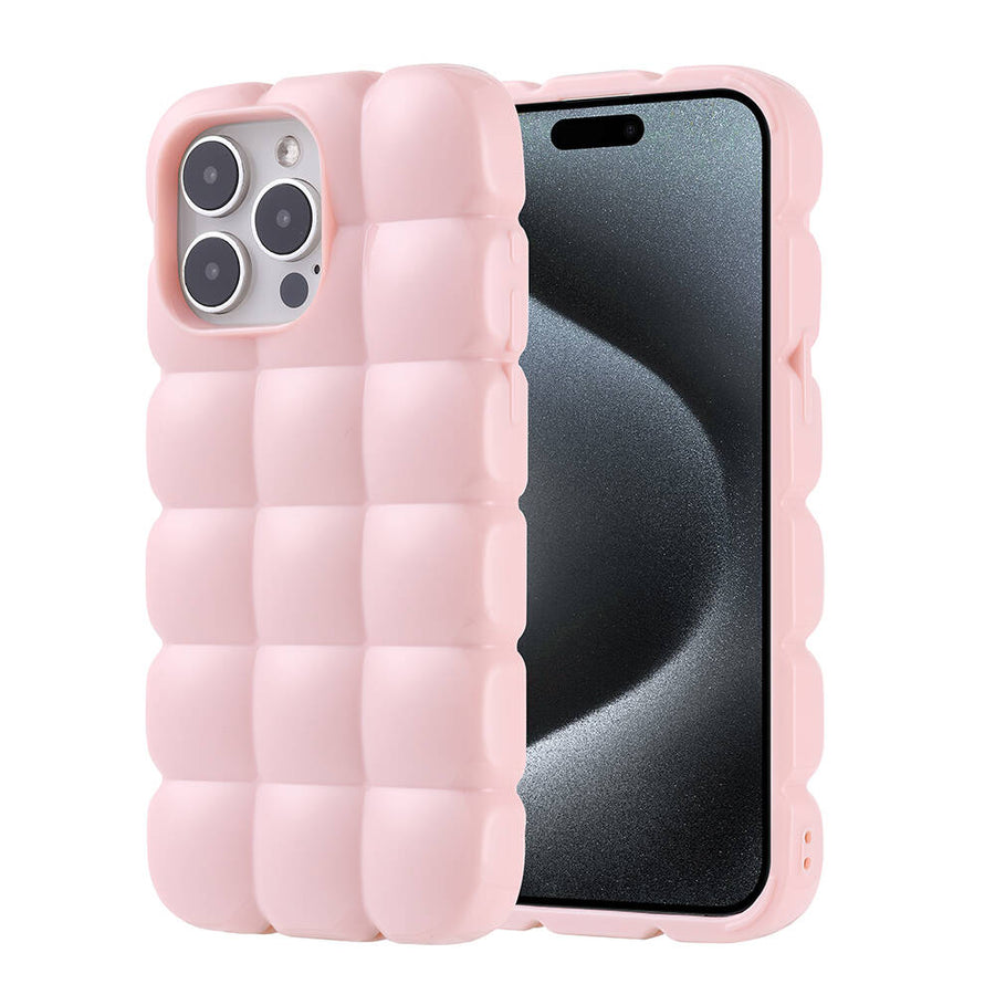 iPhone 15 Pro Max Kılıf Parlak Esnek Silikon Zore Dom Dom Kılıf - Pembe