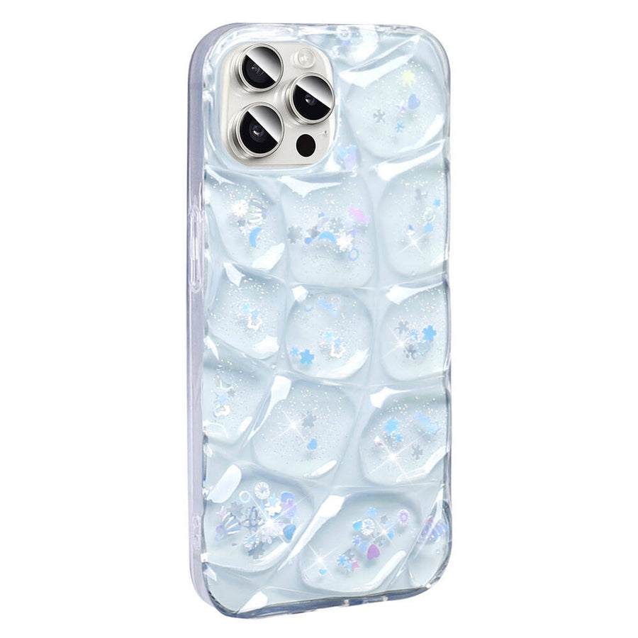 iPhone 15 Pro Max Kılıf Simli 3D Desenli Zore Hacar Kılıf - Beyaz