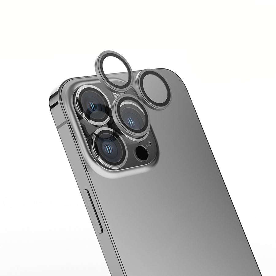 iPhone 15 Pro Max Zore Mikro Kamera Lens Koruyucu - Koyu Gri