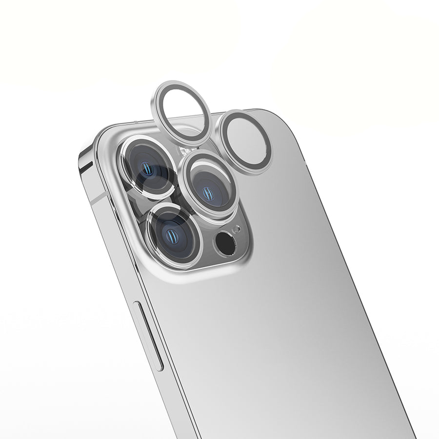 iPhone 15 Pro Max Zore Mikro Kamera Lens Koruyucu - Gümüş