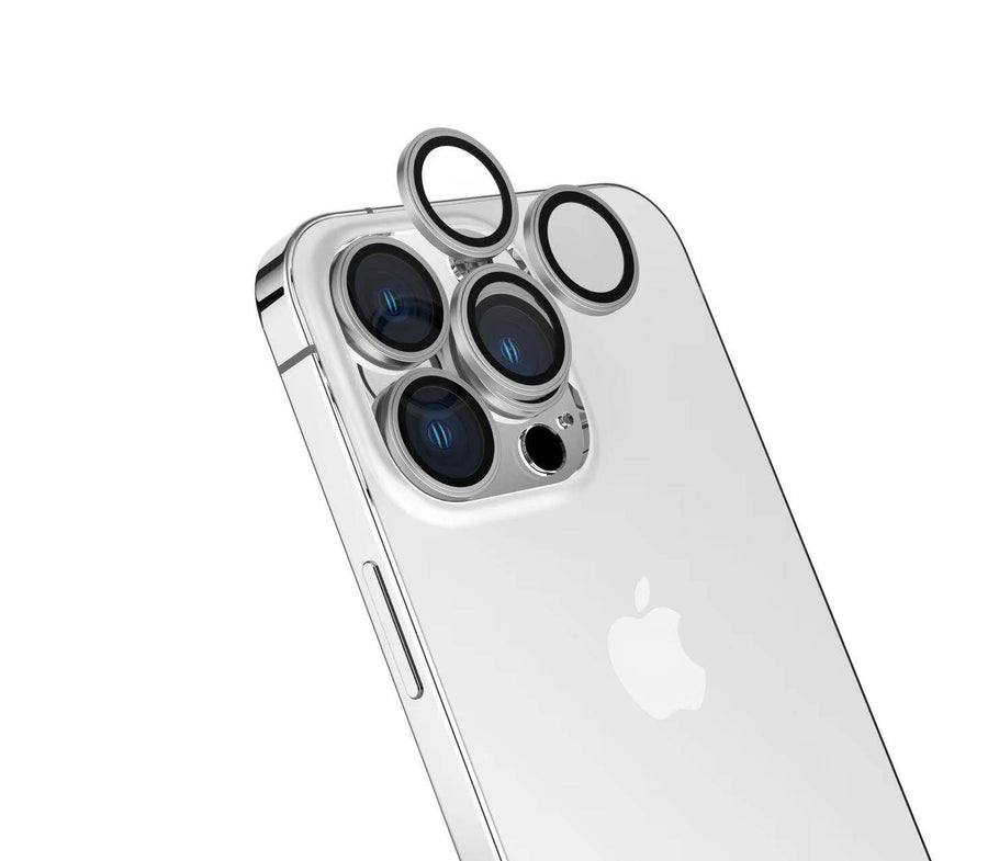 iPhone 15 Pro Zore Safir CL-15 Parmak İzi Bırakmayan Anti-Reflective Kamera Lens Koruyucu - Gümüş