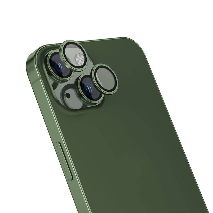 iPhone 15 Zore Safir CL-15 Parmak İzi Bırakmayan Anti-Reflective Kamera Lens Koruyucu - Yeşil