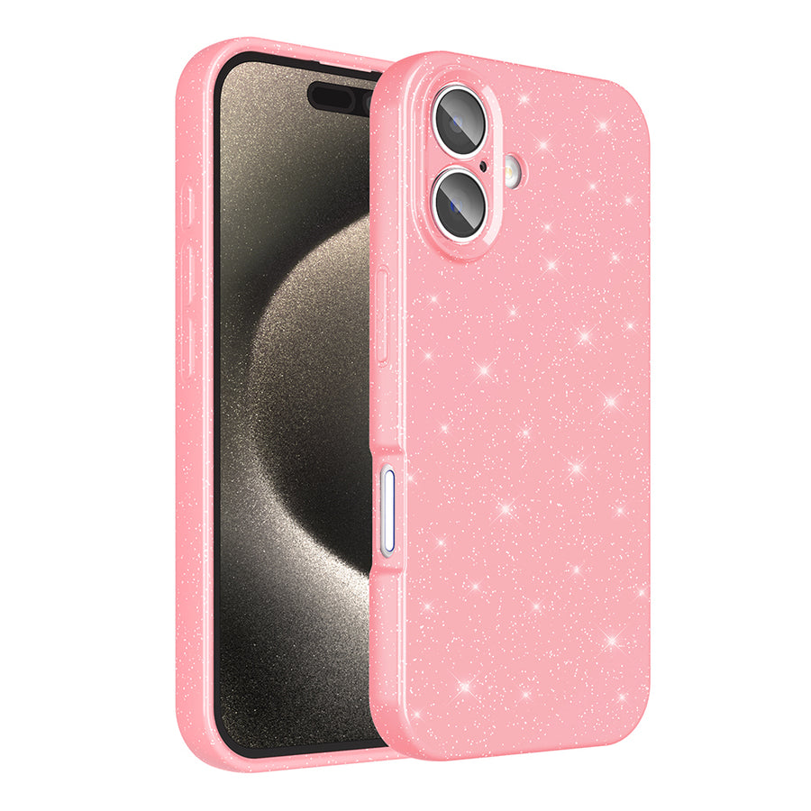 iPhone 16 Kılıf Kamera Korumalı Simli Lüks Zore Koton Kılıf - Açık Pembe