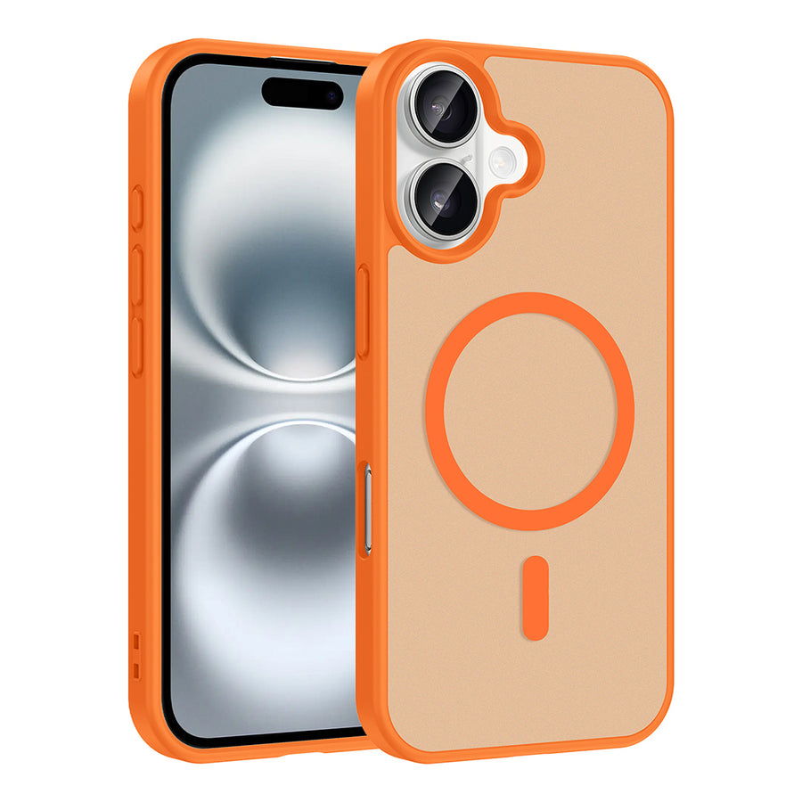 iPhone 16 Kılıf M-safe Şarj Özellikli Zore Babet Kılıf - Turuncu