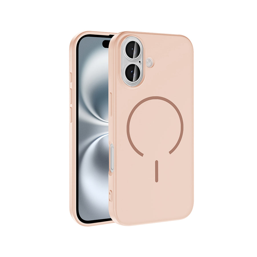 iPhone 16 Kılıf M-safe Şarj Özellikli Zore Meta Kılıf - Rose Pembe