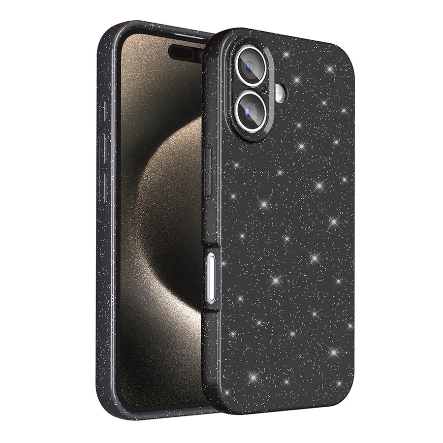 iPhone 16 Plus Kılıf Kamera Korumalı Simli Lüks Zore Koton Kılıf - Siyah