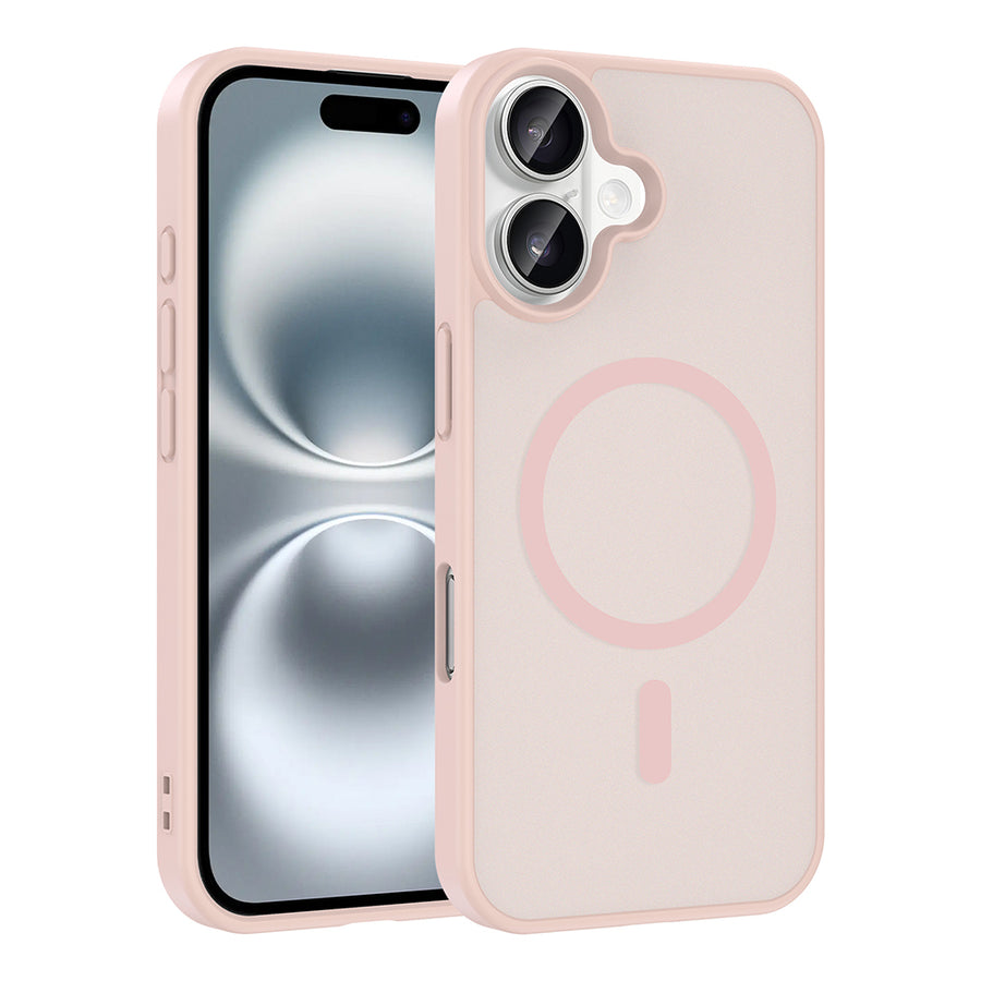 iPhone 16 Plus Kılıf M-safe Şarj Özellikli Zore Babet Kılıf - Pembe