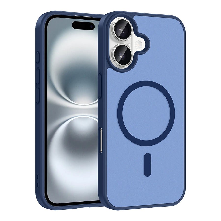 iPhone 16 Plus Kılıf M-safe Şarj Özellikli Zore Babet Kılıf - Mavi