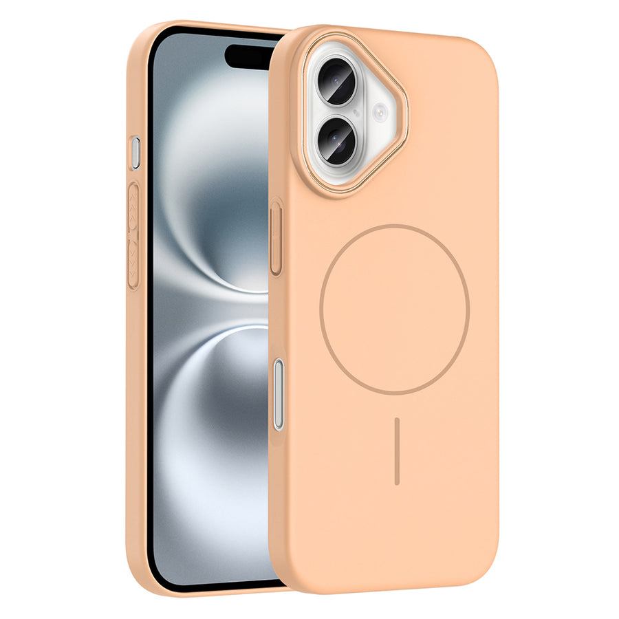 iPhone 16 Plus Kılıf M-safe Şarj Özellikli Zore Ruby Sert Kılıf - Desert Titanyum