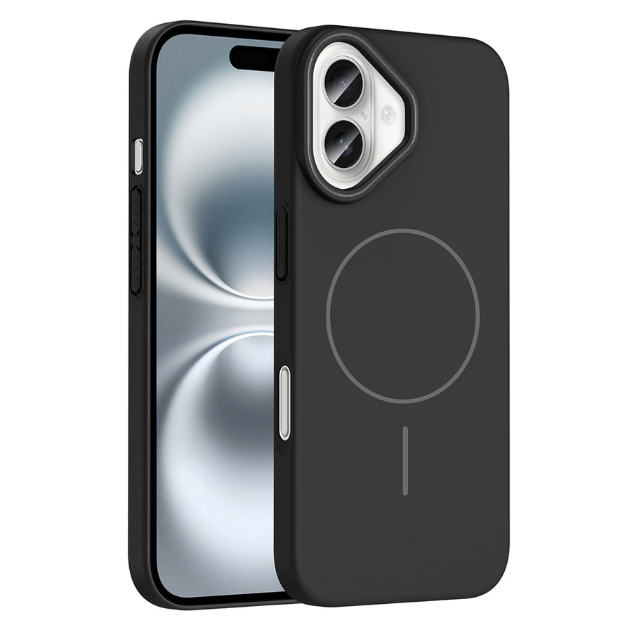 iPhone 16 Plus Kılıf M-safe Şarj Özellikli Zore Ruby Sert Kılıf - Siyah