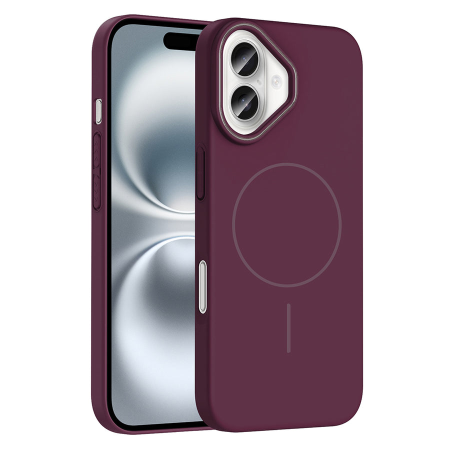 iPhone 16 Plus Kılıf M-safe Şarj Özellikli Zore Ruby Sert Kılıf - Mürdüm