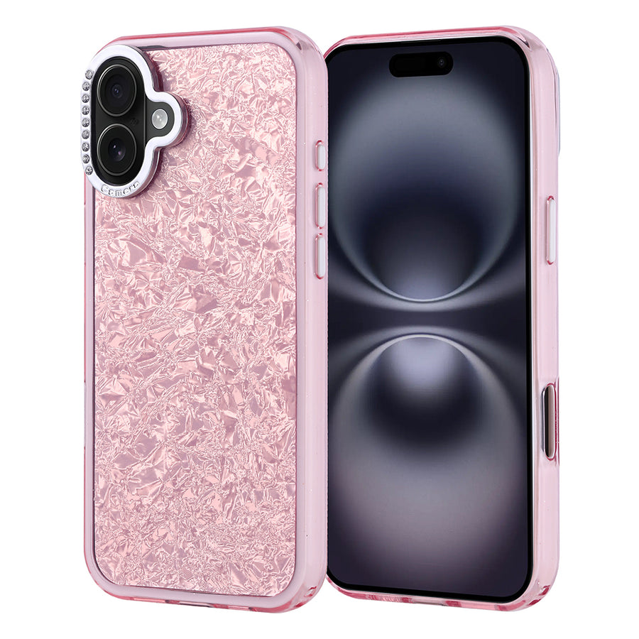 iPhone 16 Plus Kılıf Taşlı Tasarımlı Zore Kapi Kılıf - Pembe