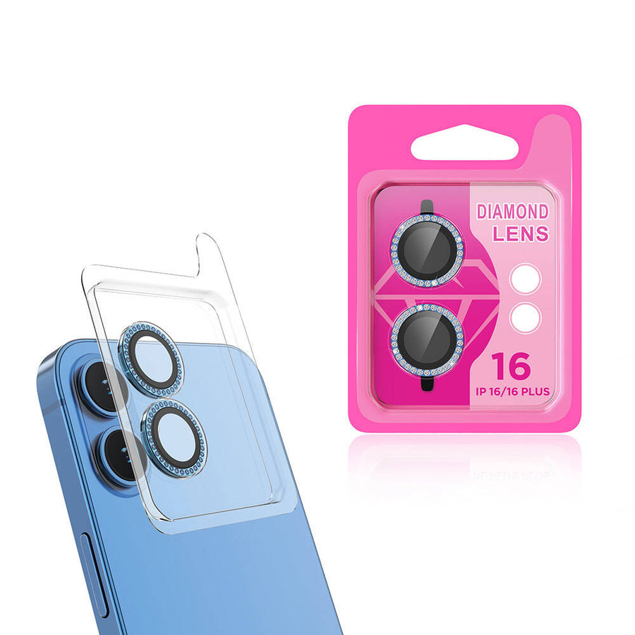 iPhone 16 Plus Zore CL-06 Kamera Lens Koruyucu - Mavi Açık