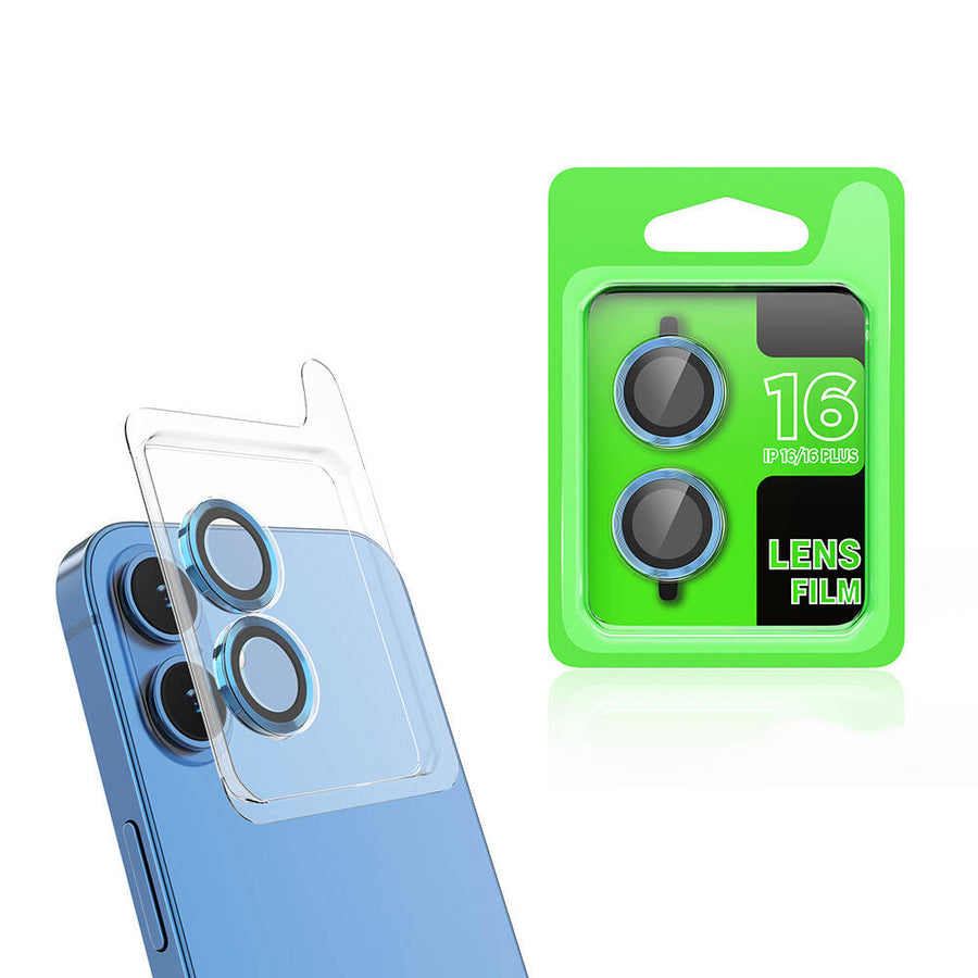 iPhone 16 Plus Zore CL-07 Kamera Lens Koruyucu - Mavi Açık