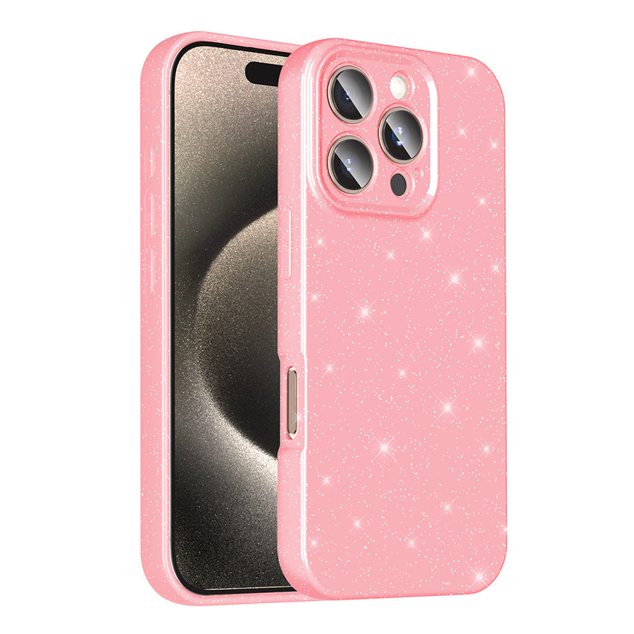 iPhone 16 Pro Kılıf Kamera Korumalı Simli Lüks Zore Koton Kılıf - Açık Pembe