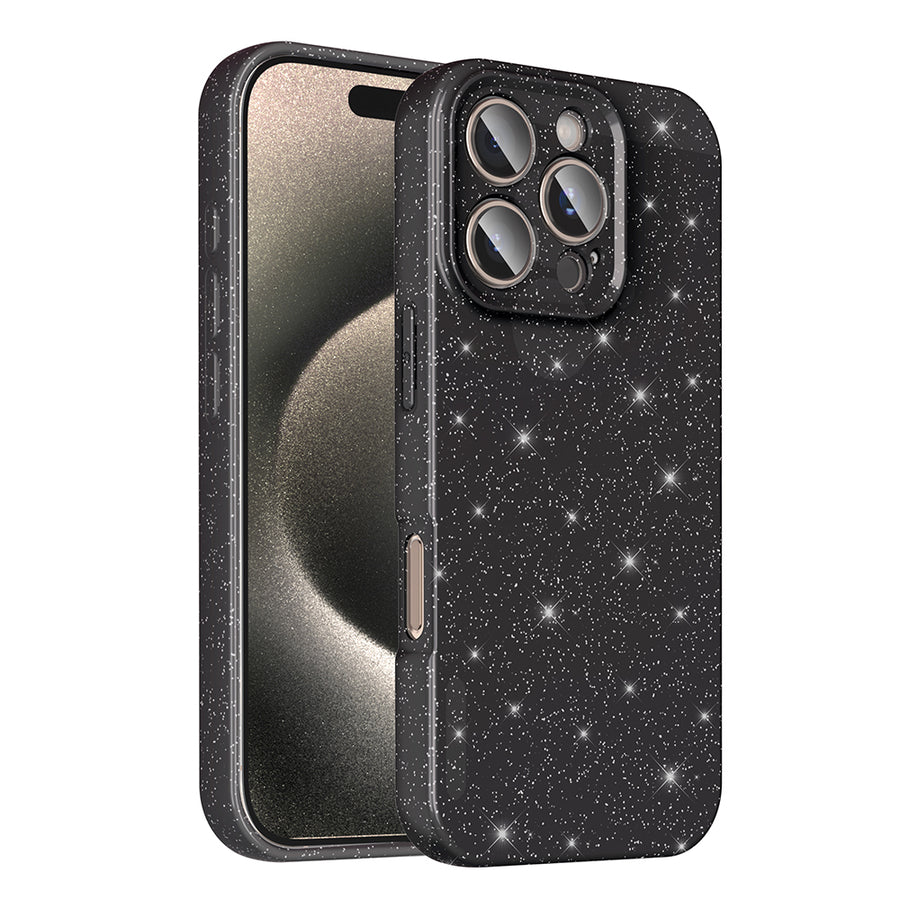 iPhone 16 Pro Kılıf Kamera Korumalı Simli Lüks Zore Koton Kılıf - Siyah