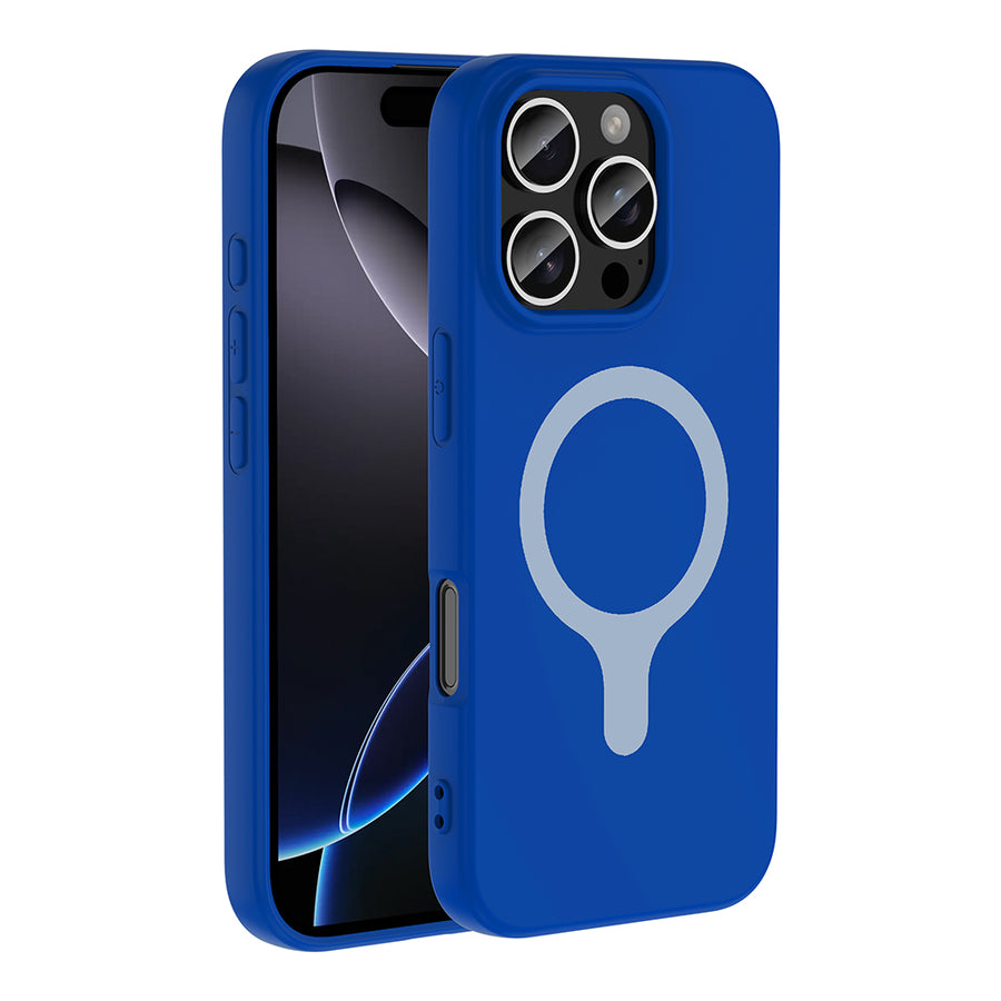 iPhone 16 Pro Kılıf M-Safe Şarj Özellikli Zore Aris Silikon Kılıf - Saks Mavi