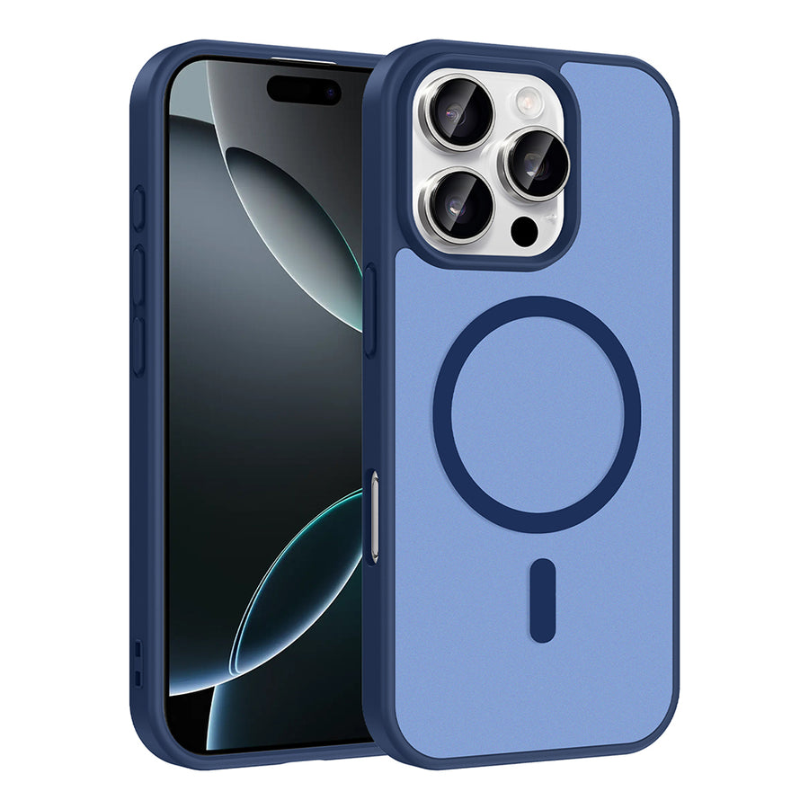 iPhone 16 Pro Kılıf M-safe Şarj Özellikli Zore Babet Kılıf - Mavi