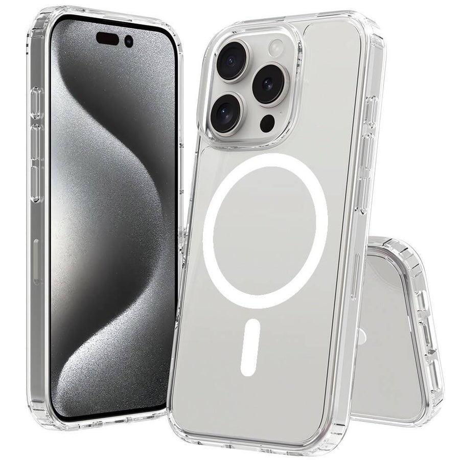iPhone 16 Pro Kılıf M-safe Şarj Özellikli Şeffaf Sert PC Zore Embos Kılıf - Şeffaf