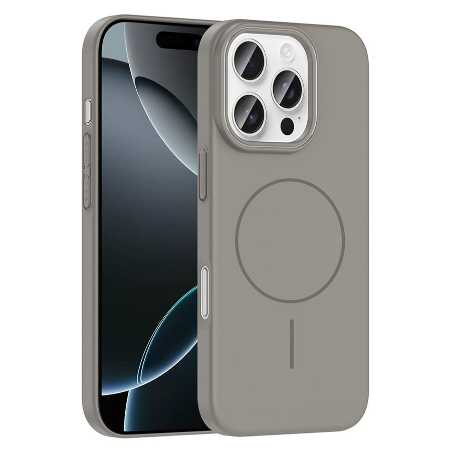 iPhone 16 Pro Kılıf M-safe Şarj Özellikli Zore Ruby Sert Kılıf - Gri