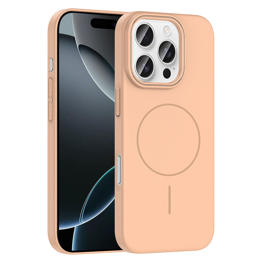 iPhone 16 Pro Kılıf M-safe Şarj Özellikli Zore Ruby Sert Kılıf - Desert Titanyum