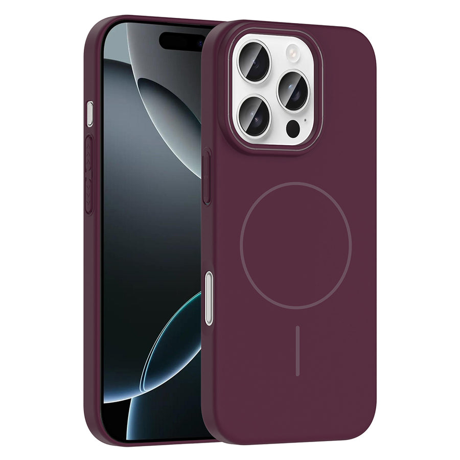 iPhone 16 Pro Kılıf M-safe Şarj Özellikli Zore Ruby Sert Kılıf - Mürdüm
