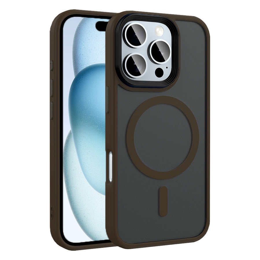 iPhone 16 Pro Kılıf Mat Arka Yüzey Wireless Şarj Özellikli Zore Flet M-safe Kılıf - Rose Brown