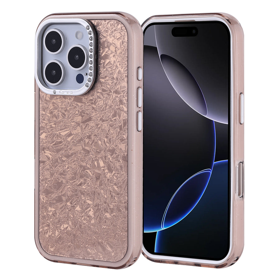iPhone 16 Pro Kılıf Taşlı Tasarım Zore Kapi Kılıf - Gold