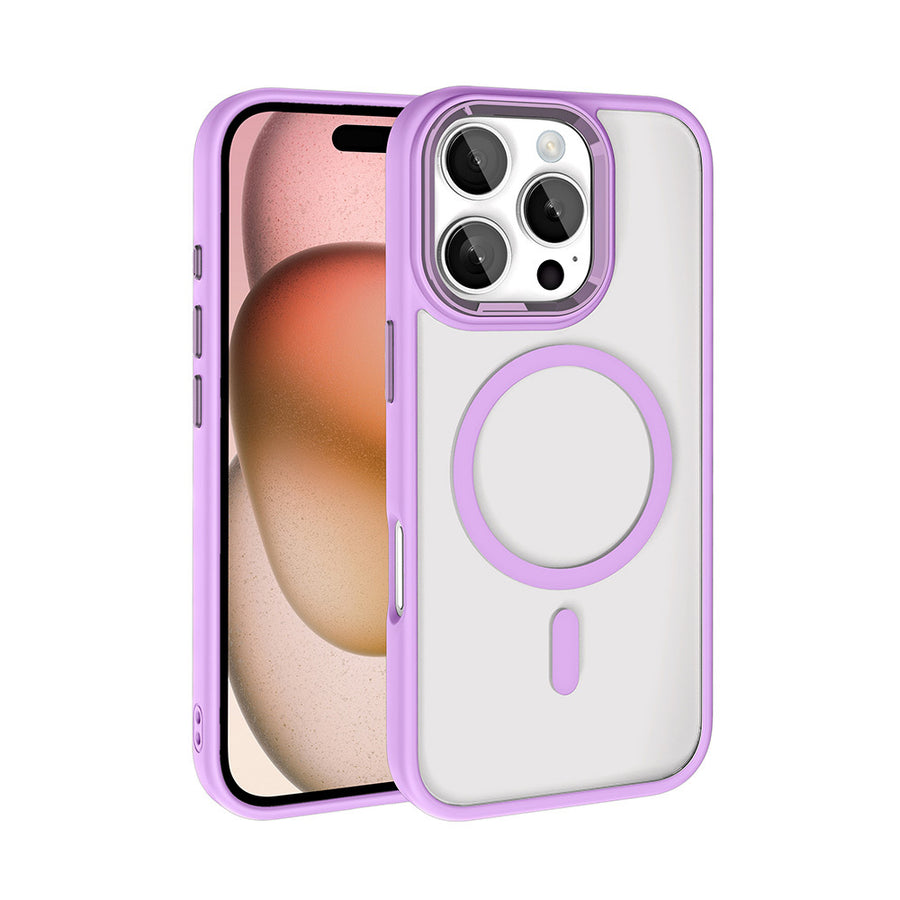 iPhone 16 Pro Kılıf Wireless Şarj Özellikli Zore Krom M-safe Silikon Kılıf - Pembe