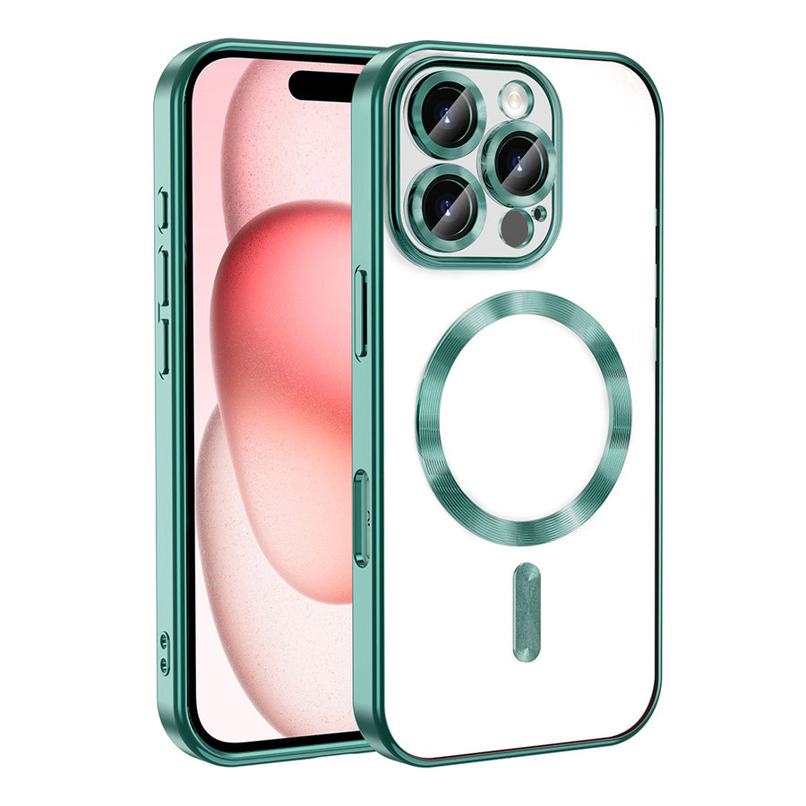 iPhone 16 Pro Max Kılıf Kamera Korumalı M-safe Wireless Şarj Özellikli Zore Demre Kılıf - Yeşil