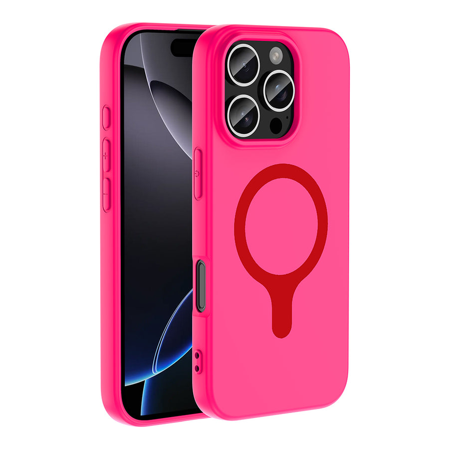 iPhone 16 Pro Max Kılıf M-Safe Şarj Özellikli Zore Aris Silikon Kılıf - Koyu Pembe