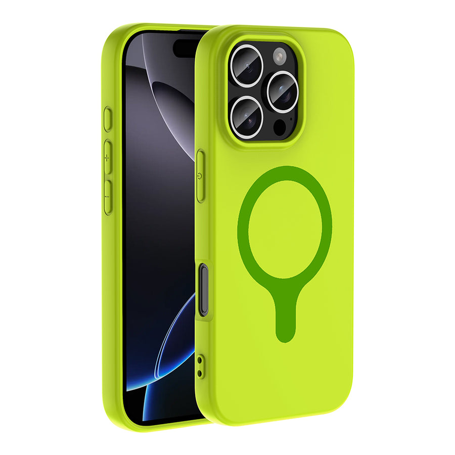 iPhone 16 Pro Max Kılıf M-Safe Şarj Özellikli Zore Aris Silikon Kılıf - Yeşil