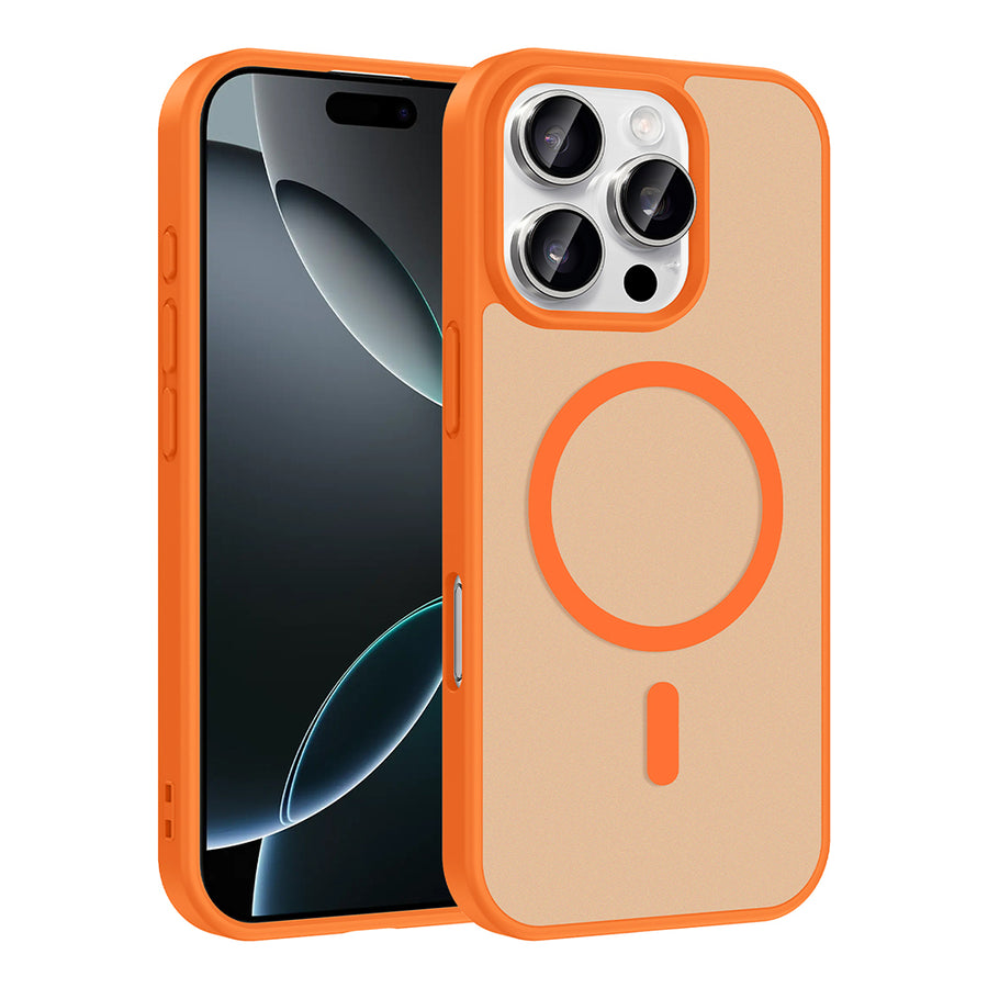 iPhone 16 Pro Max Kılıf M-safe Şarj Özellikli Zore Babet Kılıf - Turuncu