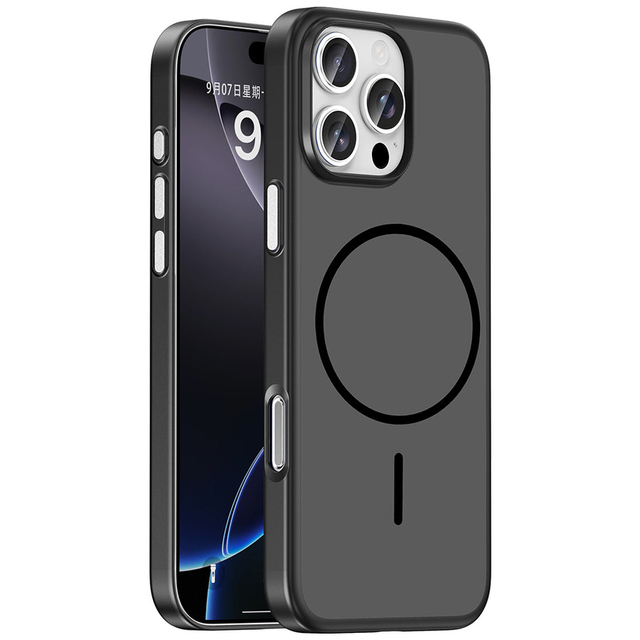 iPhone 16 Pro Max Kılıf M-Safe Şarj Özellikli Zore Lora PC Kılıf - Siyah