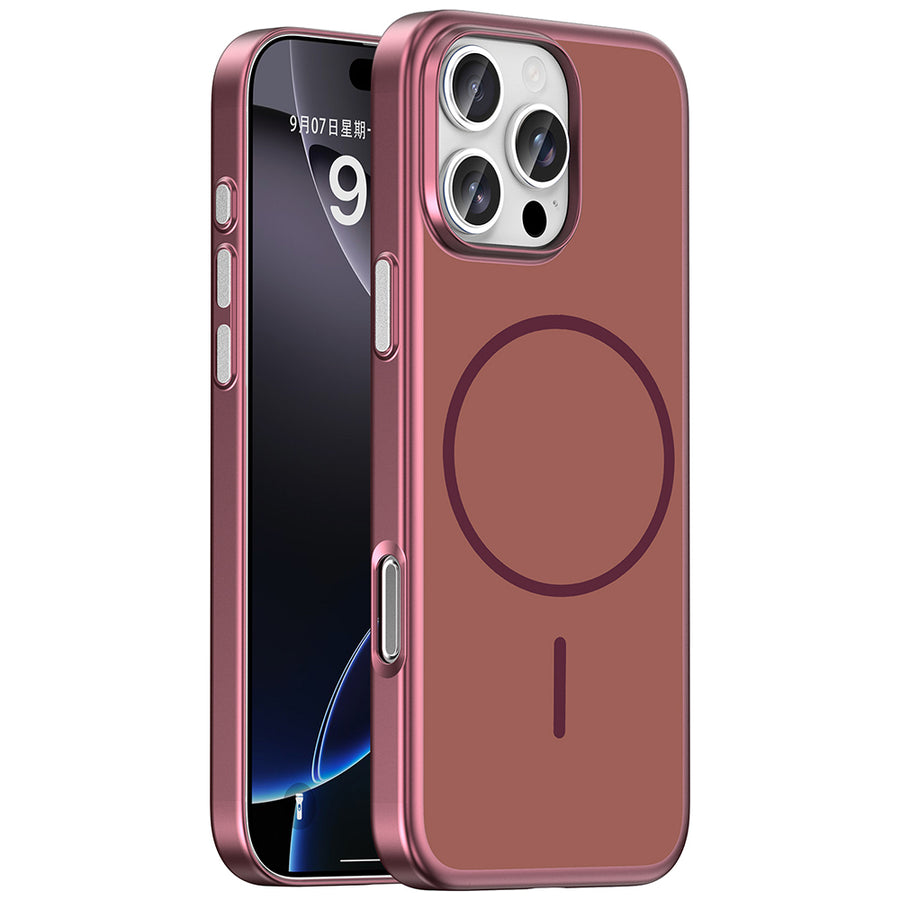 iPhone 16 Pro Max Kılıf M-Safe Şarj Özellikli Zore Lora PC Kılıf - Mürdüm