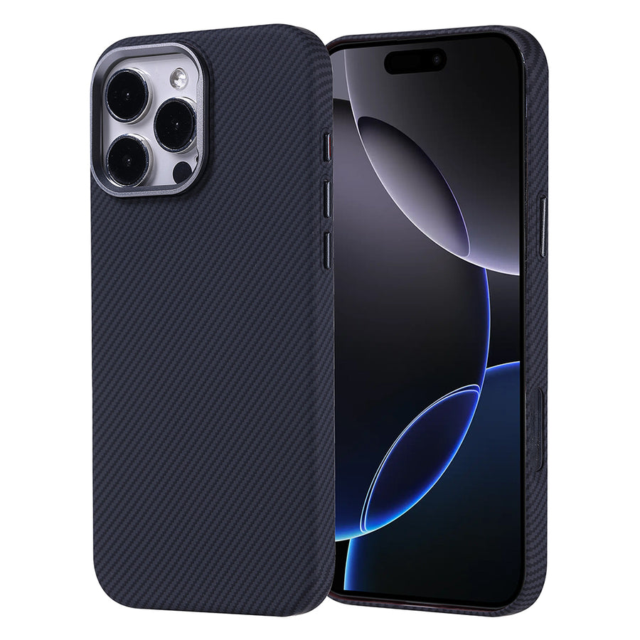 iPhone 16 Pro Max Kılıf M-safe Şarj Özellikli Karbon Fiber Görünümlü Zore Nekst Kılıf - Siyah