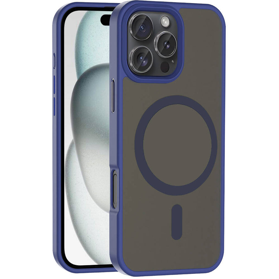 iPhone 16 Pro Max Kılıf M-safe Şarj Özellikli Mat Arka Yüzey Zore Sio Kılıf - Lacivert